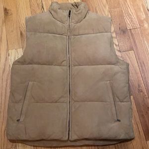 Ralph Lauren Tan Suede Down Puffer Vest